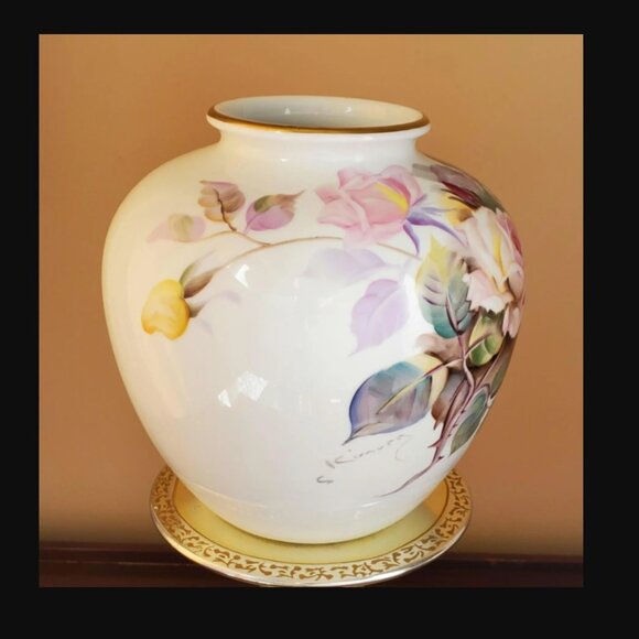 Noritake Vase Hand-Painted Porcelain, Signed S. Kimura Nippon Toki Kaisha - Picture 4 of 9